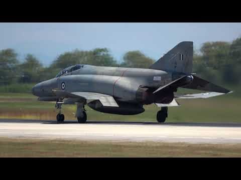 8 x F-4 AUP Phantom II taking off with full afterburner