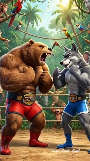 Arrogant Bear Challenges a Wolf… But Gets the Biggest Lesson! | Funny Jungle Wrestling Story