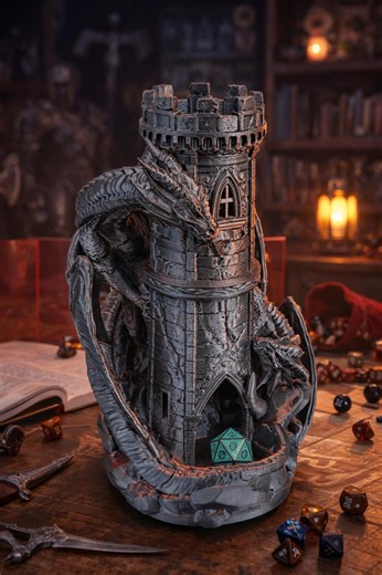 Dragon Dice Tower, DND Dice Roller Tower, Tabletop RPG Dice Tower, Dungeon Master Gift, Fantasy Gaming Accessory, 36 Colours - Etsy