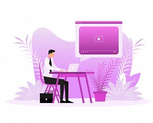 Premium Vector | Video play people Cartoon vector illustration Social media flat icon