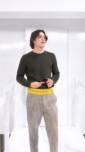 Prada on Instagram: "Prada Ambassador Louis Partridge sees the other side of the Prada Spring/Summer 2025 Menswear show: a fairytale house that connects backstage to runway. Discover the collection via link in bio. @louispartridge_ #LouisPartridge #PradaSS25 #MiucciaPrada #RafSimons #Prada"