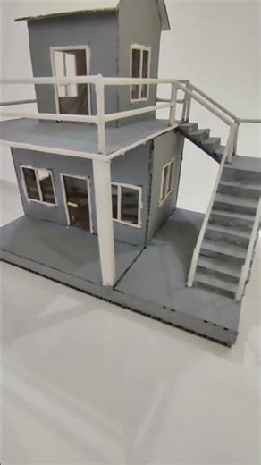 DIY Miniature House Model with Balcony & Stairs 🏡