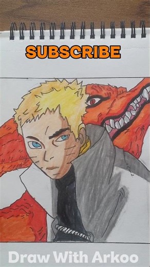 Drawing Naruto With Kurama 🔥 | Naruto Shippuden Anime Art #shorts #naruto #narutoshippuden