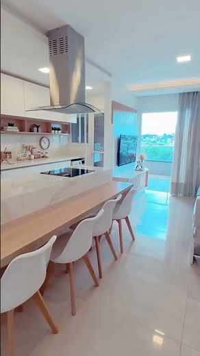 MINHA COZINHA COM BANCADA E ILHA DE PORCELANATO