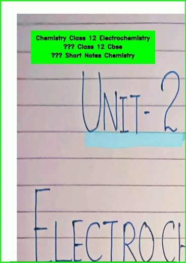 Chemistry Class 12 Electrochemistry – Class 12 Cbse – Short Notes Chemistry video