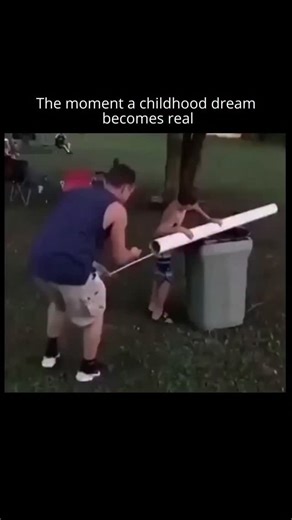 Humour Plug | Memes | The clip shows an improvised flamethrower made from PVC piping, operated by an adult while a child watches nearby. When the device is... | Instagram