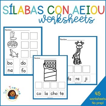 Armando Palabras – Spanish Syllables Word Building Cut & Paste Worksheets AEIOU