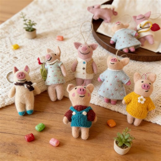 Handmade Wool Felt Pig Bag Charm Cute Pig Keychain Eco Friendly Gift - Etsy