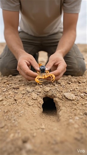 I mounted a micro camera on a yellow scorpion so we can follow it. #scorpion #microcamera