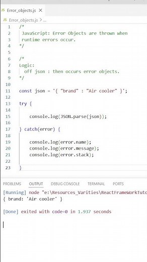 JavaScript Error objects
