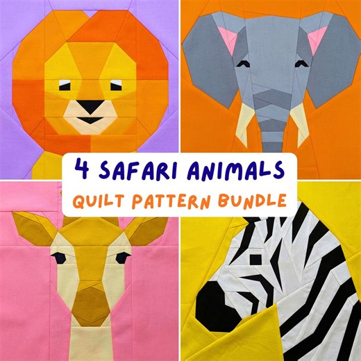 Safari Nursery Quilt Pattern Bundle Modern FPP Foundation Paper Piecing Block Sewing Pattern Lion Zebra Elephant Giraffe Baby Animal PDF - Etsy