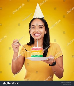 Woman Eating Birthday Cake Celebration Happy Stock Photo 2278805081 | Shutterstock