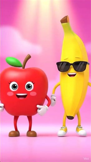 “Apple & Banana Dancing Together 🍎🍌💃 | Cute Animation Loop”