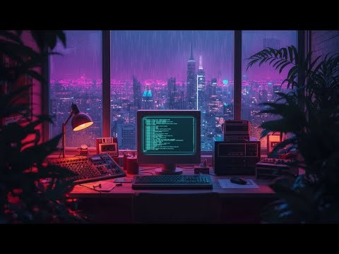 Neon Rain Terminal ☔️ 3HR LoFi & Synthwave Mix — Deep Night Coding Focus (Royalty Free)