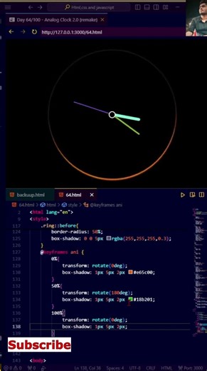 Analog Clock 2.0 #shorts #css #js #html #coding