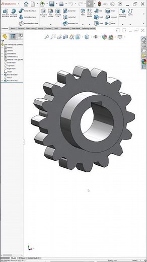 Gear With Keyway – Final Model in SolidWorks ⚙️