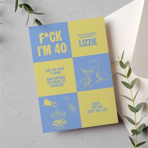 Funny 40th Birthday Invitation: Editable DIY Party Invite - Etsy