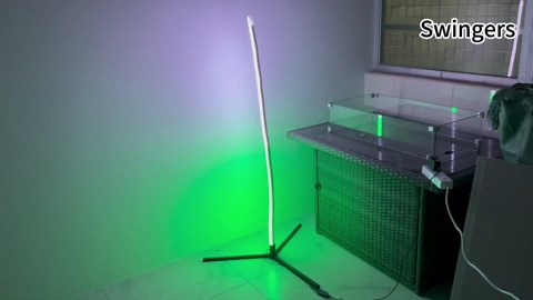 Swingers Smart RGB LED Corner Floor Lamp，Adjustable Shape Led Floor Lamp with Music Sync and 16 Million DIY Colors,Remote & App Led Lights for Bedroom Living Room (Circular Base)