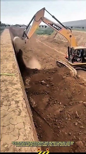 Precision Excavator Canal Sloping and Smoothing Process
