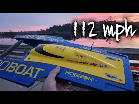Worlds Fastest Proboat Ul-19 Hydroplane Speedrun 112mph 8s Pass