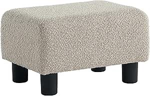 Get Set Style Foot Stools Ottoman Small Boucle Footrest Stool Upholstered Rectangular Step Stool with Legs Padded Accent Stools for Living Room, Bedroom, Office, Entryway, Sofa Couch
