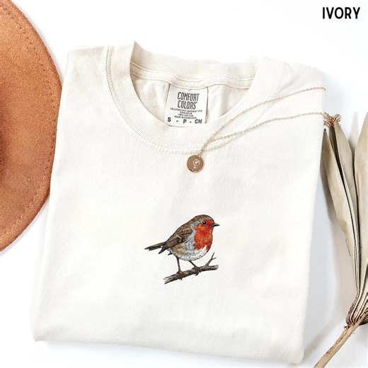 Embroidered Robin Bird T-shirt, Comfort Colors Garment-dyed Tee - Etsy