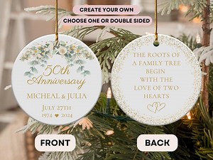 50th Anniversary Ornament, Personalized Golden Custom Name Years Mr Mrs Wedding Gift for Couple and Parents, Double Sided Keepsake Present - Etsy
