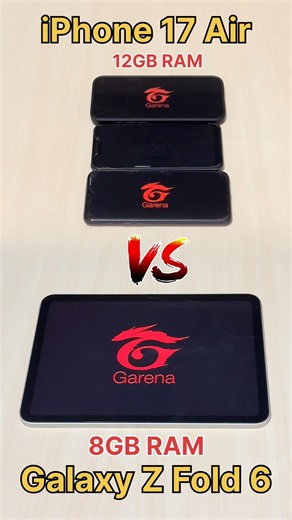 Galaxy Z Fold 6 vs iPhone 17 Air😈2GB RAM vs 4GB RAM vs POCO X6💀 - FREEFIRE TEST #shorts #freefire