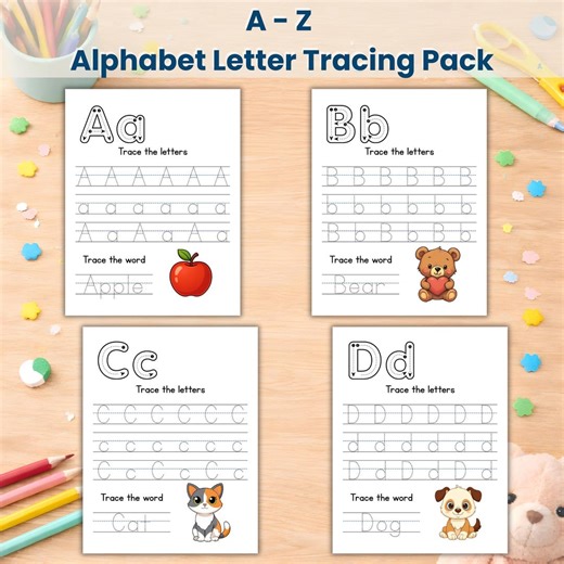 Uppercase Lowercase Alphabet Tracing Worksheets | ABC Handwriting Practice PDF | Preschool & Kindergarten Learning | Letter Tracing Sheets - Etsy Canada