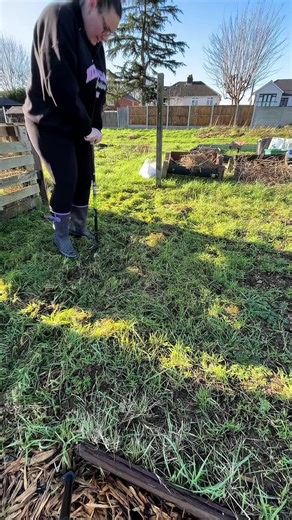 Who said that edging is boring 😂 throw back to my childhood and a pogo stick #90schildhood #garden #allotment