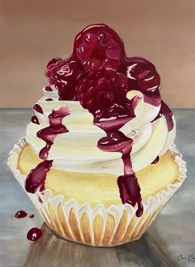 A Sweet Cupcake Acrylic Painting for Valentine’s Day