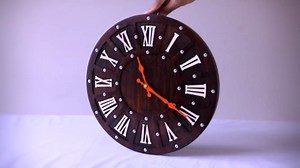 16 inch Wooden Wall Clock with Modern Farmhouse Charm Vintage Paris Decorative Clock Wood Plank Country Design Clock for Kitchen (Kona Oak)