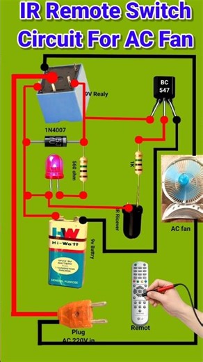 Remote Control Fan Circuit | IR Remote Switch Circuit #shorts