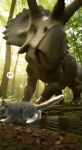 “Scared by a Dino!”#CatVsDinosaur #ScaredKitty #FunnyReaction #DinoEncounter #cat #treasuresearch