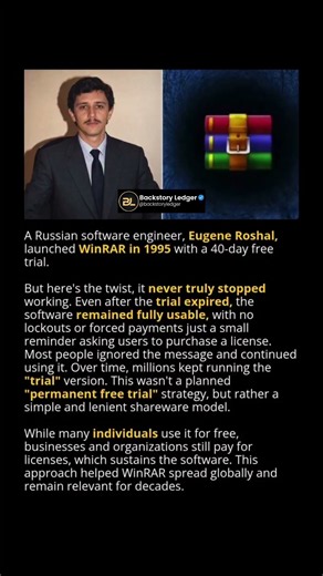 The untold truth behind WinRAR's 40-day free trial💀 #winrar #business #shorts
