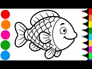 How to Draw Cartoon Fish | Drawing and Coloring a Cute Fish