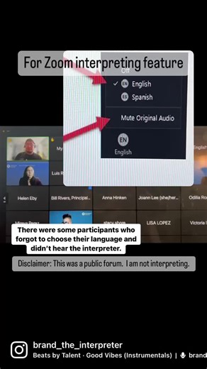 A quick reminder to choose your language! Its not just for the speakers of other languages. If you’re going to allow participants to speak, by choosing the English channel youll be able to hear the interpreter’s reverse interpretation. 😊. #interpreters #zoominterpreter #forums #languages