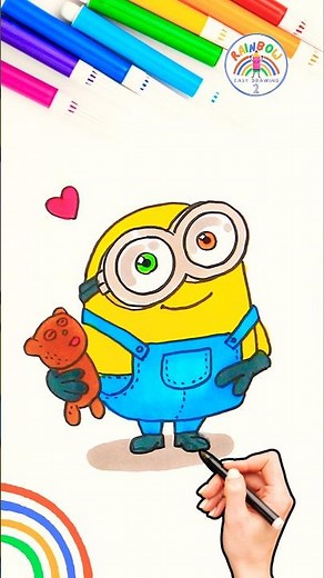 Draw Despicable Me 2 Minion | How to Draw Cute Minion Tutorial 🌈🙂 #minions #short #drawing