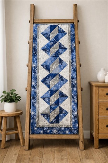 Blue Winter Star Quilt Pattern PDF – Modern Patchwork Table Runner Pattern - Etsy