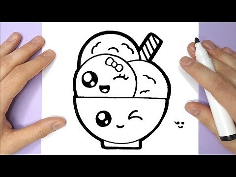 How to Draw a cute ice cream bowl - Happy Drawings ✿◕‿◕