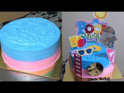 Blueberry flavour cake ka order aaya " Pool party theme " 💙