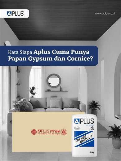 Kata siapa APLUS cuma punya papan gypsum dan cornice? Sekarang APLUS hadir dengan rangkaian produk yang lebih lengkap: Aplus Mortar, Aplus Paint, Aplus Metal Hollow, hingga Plafon PVC. Satu brand, solusi konstruksi yang makin menyeluruh. #AplusPacific #PakaiAPLUSbiarPlus #SolusiKonstruksi
