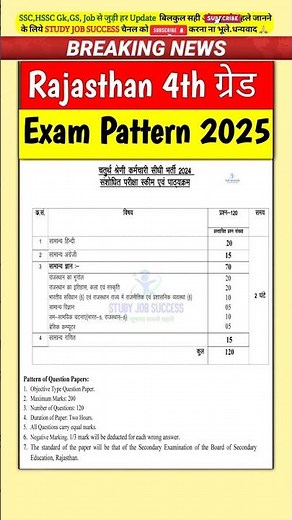 Rajasthan 4th grade 2025 exam pattern Syllabus राजस्थान चतुर्थ श्रेणी भर्ती #राजस्थान #rajasthan