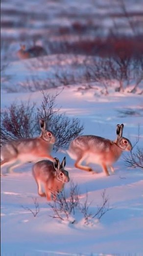 Arctic Hares in the Snowy Hills of Nunavut