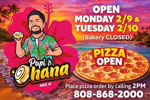 🚨 POWER OUTAGE 🚨 We’re experiencing a power outage. We apolize for not fulfilling orders st this timez we appreciate your understanding . Mahalo 🍕 OPEN PIZZERIA 5p to 9p Bakery CLOSED. Bakery back OPEN on Thursday 2/12. | Papi's Ohana