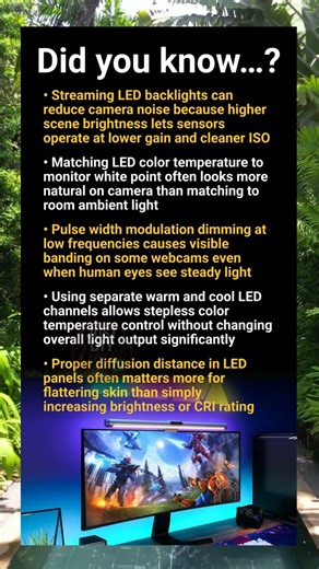 LED streaming backlight DIY: camera sensor myths, flicker control and color temperature hacks