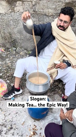 A funny boy making tea in a fun and entertaining way