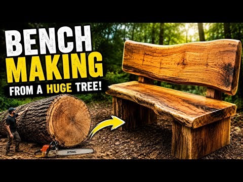 Woodworking Master Turns Giant Tree Into Bench