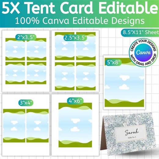 Tent Card Template, Canva Editable Table Tent Card, Wedding & Party Name Card, Event Table Card, Add Your Own Image, Digital Download - Etsy