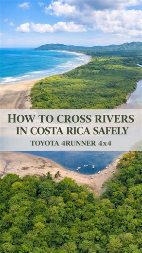 Tico Camper Rentals Costa Rica on Instagram: "River crossings are part of the Costa Rica adventure — but only when done right. Here’s how to cross safely in a Toyota 4Runner 4x4 (El Monty) 😎👇 1)🚙 Before entering the river: • If possible ask locals about the current depth and conditions • Stop and observe the water flow and exit point • If you’re unsure — don’t cross 2)👣 Check the water level • Get out and walk the river only if it’s safe • Use a stick to check depth and firmness of the botto
